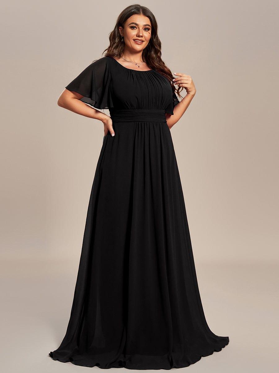 Plus Size Printed Chiffon Pleated Maxi Wedding Guest Dress