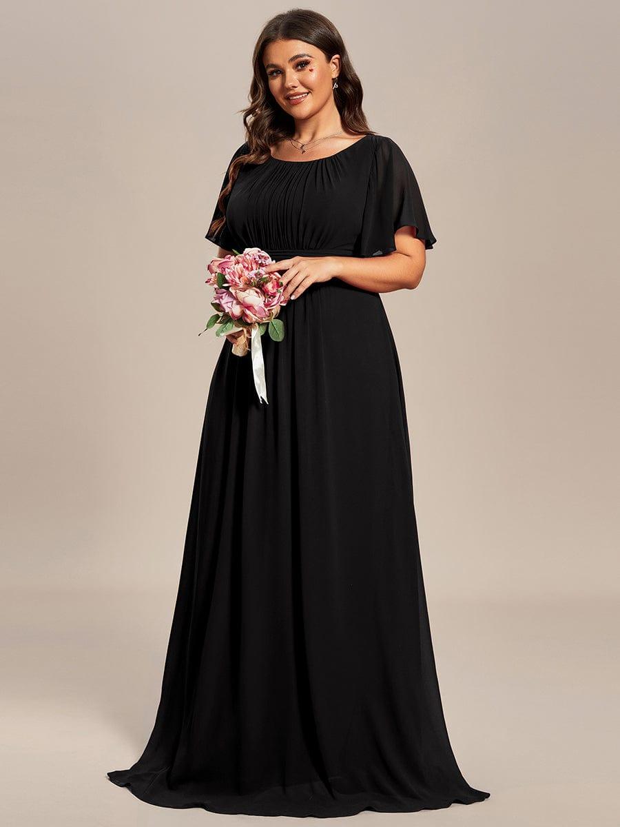 Plus Size Printed Chiffon Pleated Maxi Wedding Guest Dress