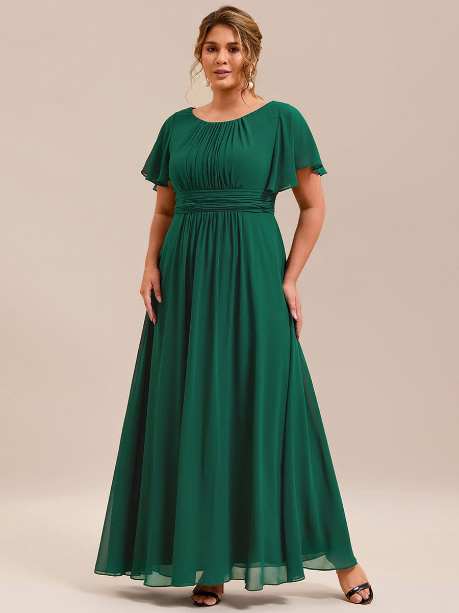 Plus Size Printed Chiffon Pleated Maxi Wedding Guest Dress