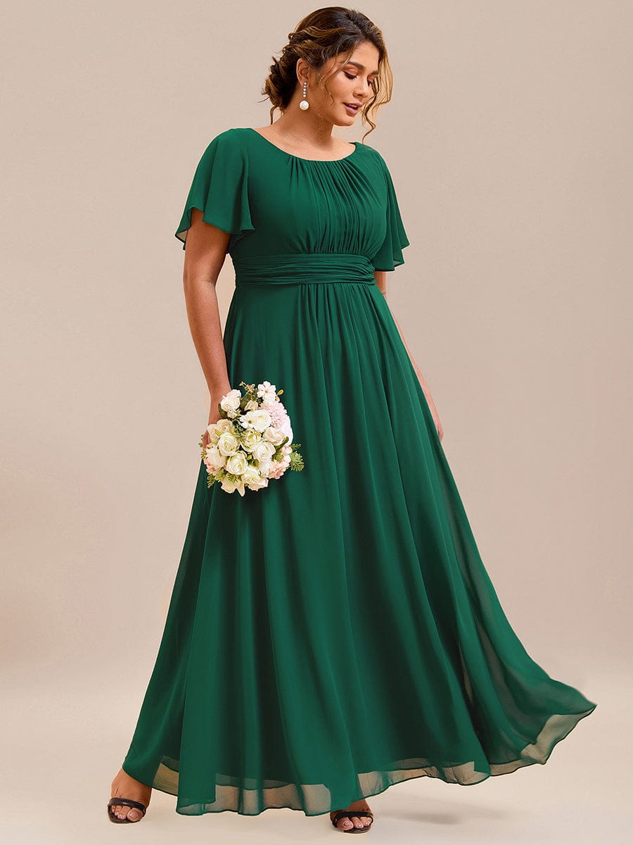 Plus Size Printed Chiffon Pleated Maxi Wedding Guest Dress