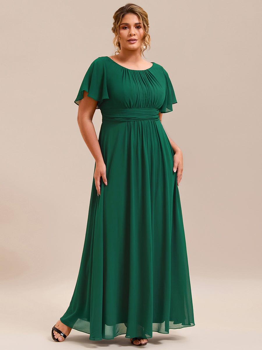 Plus Size Printed Chiffon Pleated Maxi Wedding Guest Dress