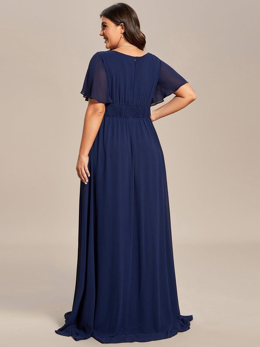 Plus Size Printed Chiffon Pleated Maxi Wedding Guest Dress
