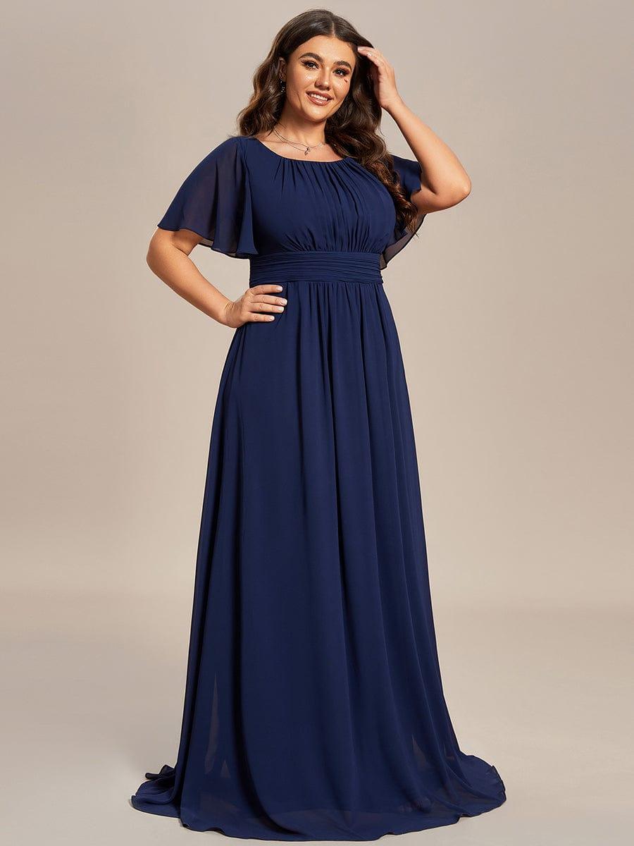 Plus Size Printed Chiffon Pleated Maxi Wedding Guest Dress