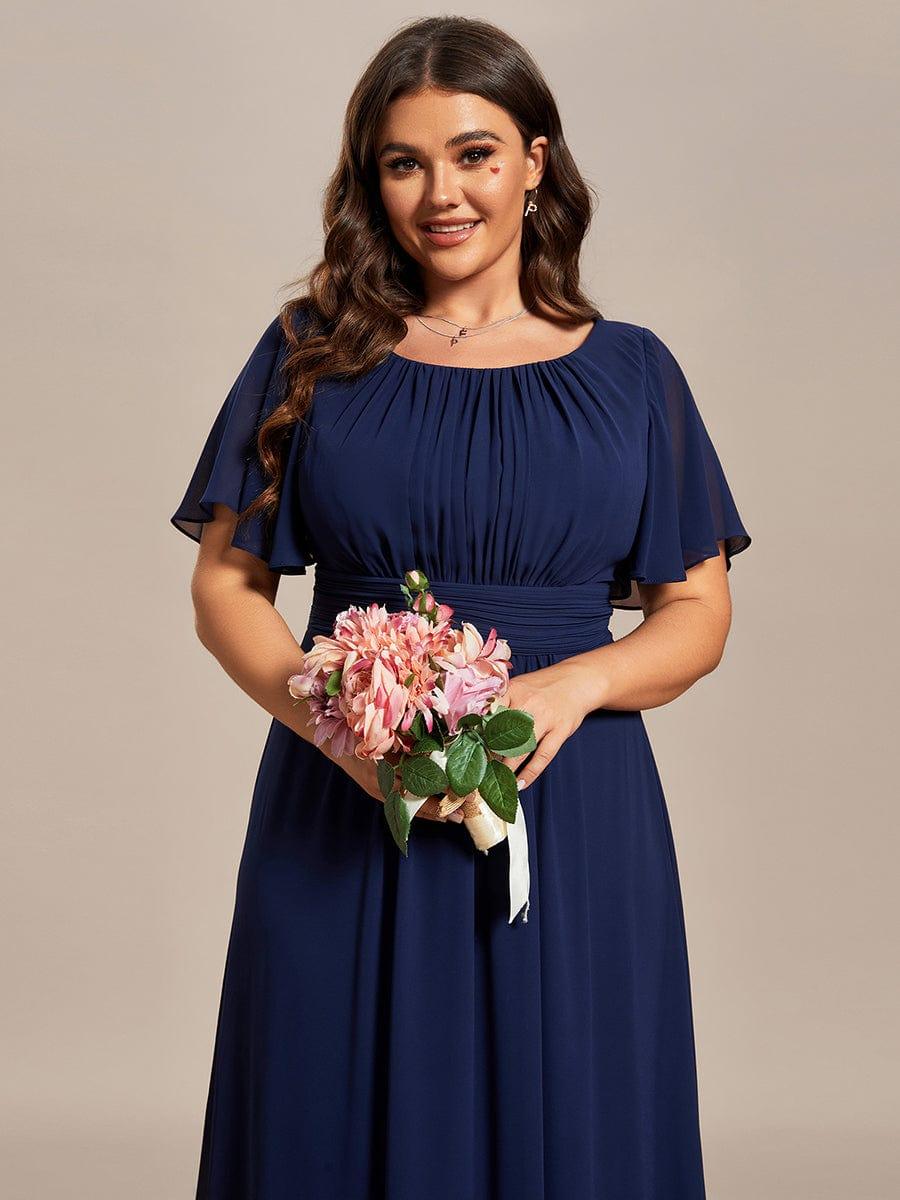Plus Size Printed Chiffon Pleated Maxi Wedding Guest Dress