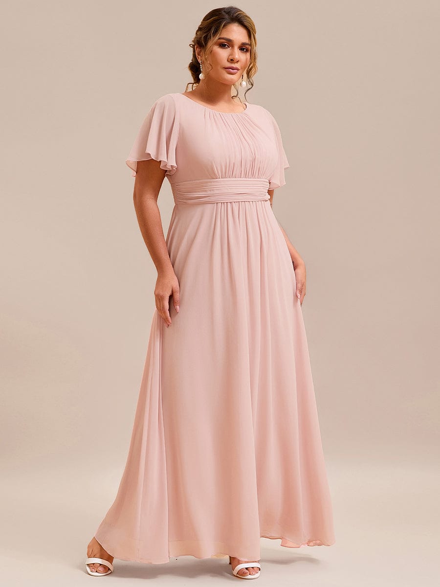 Plus Size Printed Chiffon Pleated Maxi Wedding Guest Dress