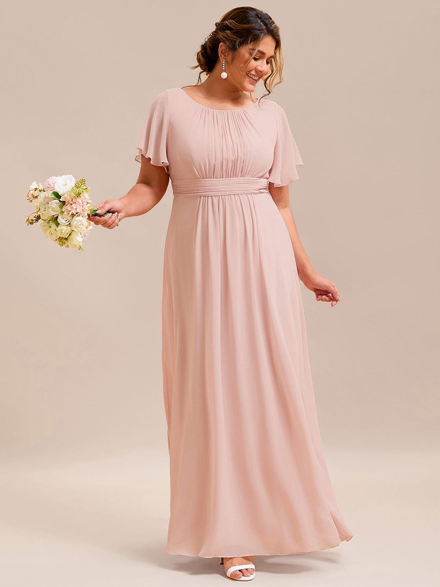 Plus Size Printed Chiffon Pleated Maxi Wedding Guest Dress