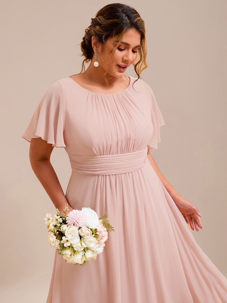 Plus Size Printed Chiffon Pleated Maxi Wedding Guest Dress