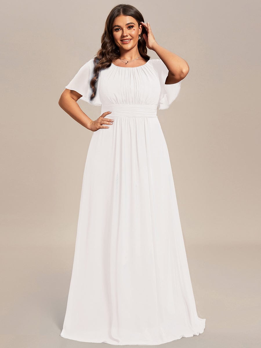 Plus Size Printed Chiffon Pleated Maxi Wedding Guest Dress