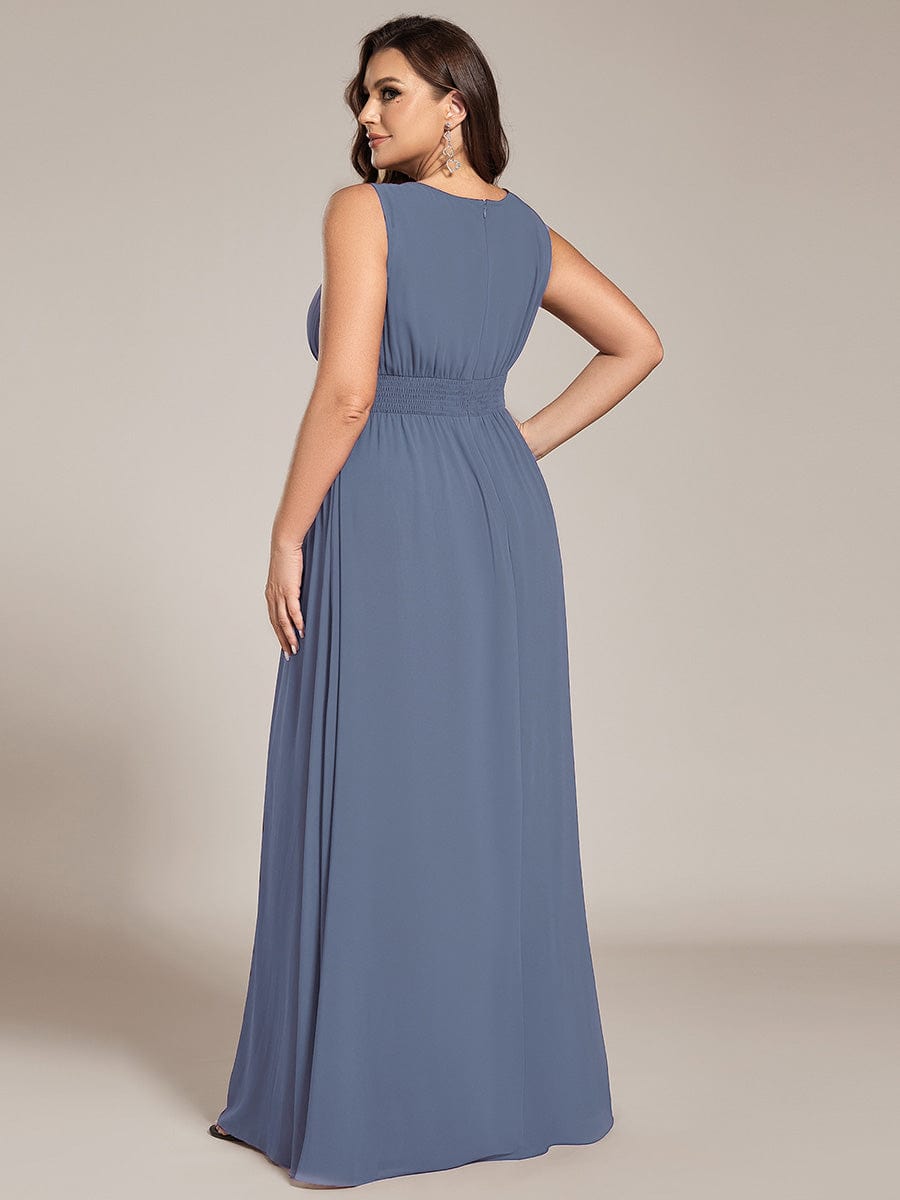 Plus Size Hollow Out Sleeveless Empire Waist Chiffon Bridesmaid Dress