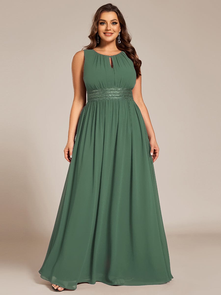 Plus Size Hollow Out Sleeveless Empire Waist Chiffon Bridesmaid Dress