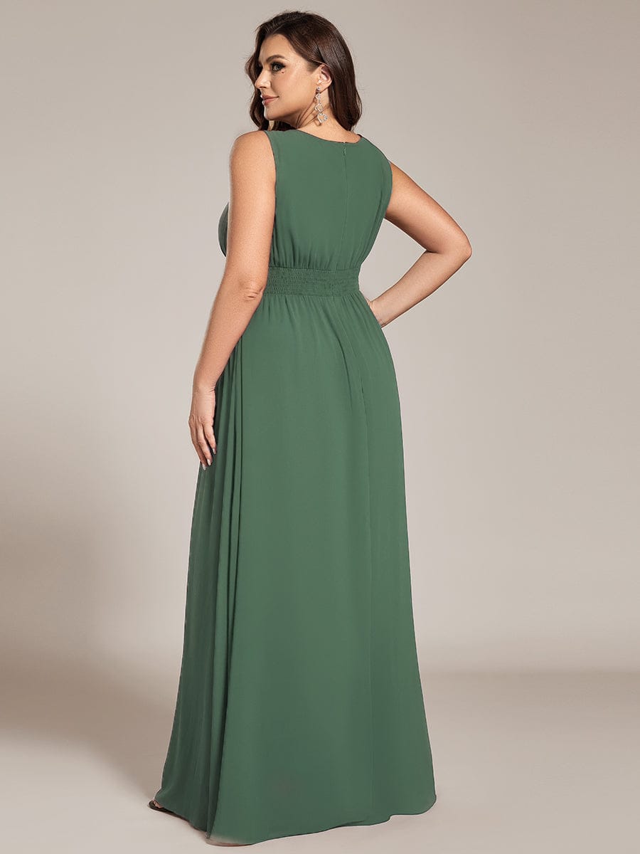 Plus Size Hollow Out Sleeveless Empire Waist Chiffon Bridesmaid Dress