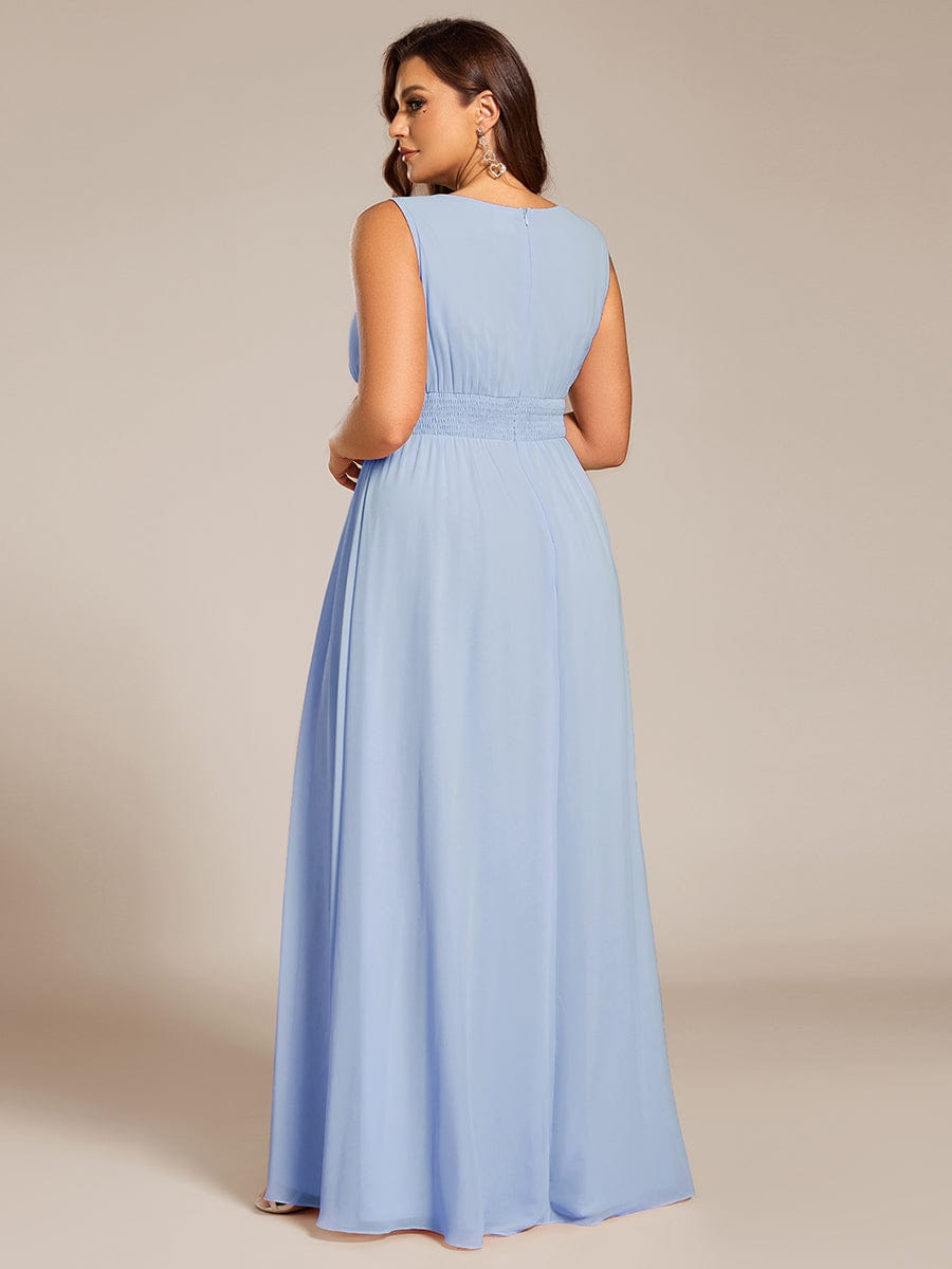 Plus Size Hollow Out Sleeveless Empire Waist Chiffon Bridesmaid Dress