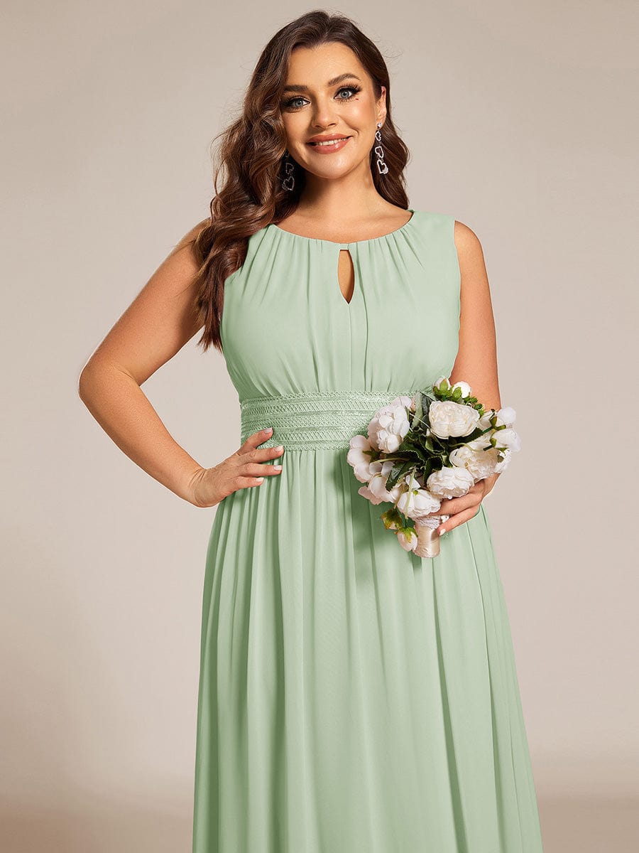 Plus Size Hollow Out Sleeveless Empire Waist Chiffon Bridesmaid Dress