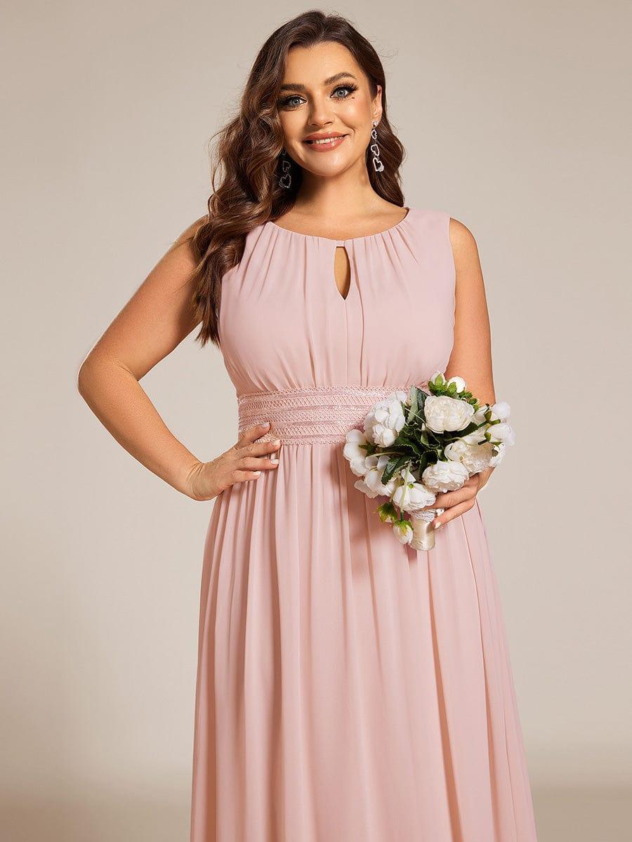 Plus Size Hollow Out Sleeveless Empire Waist Chiffon Bridesmaid Dress