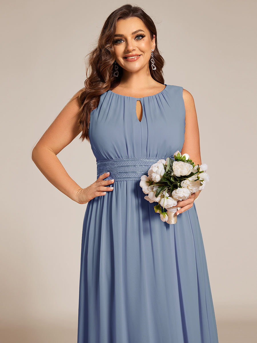 Plus Size Hollow Out Sleeveless Empire Waist Chiffon Bridesmaid Dress