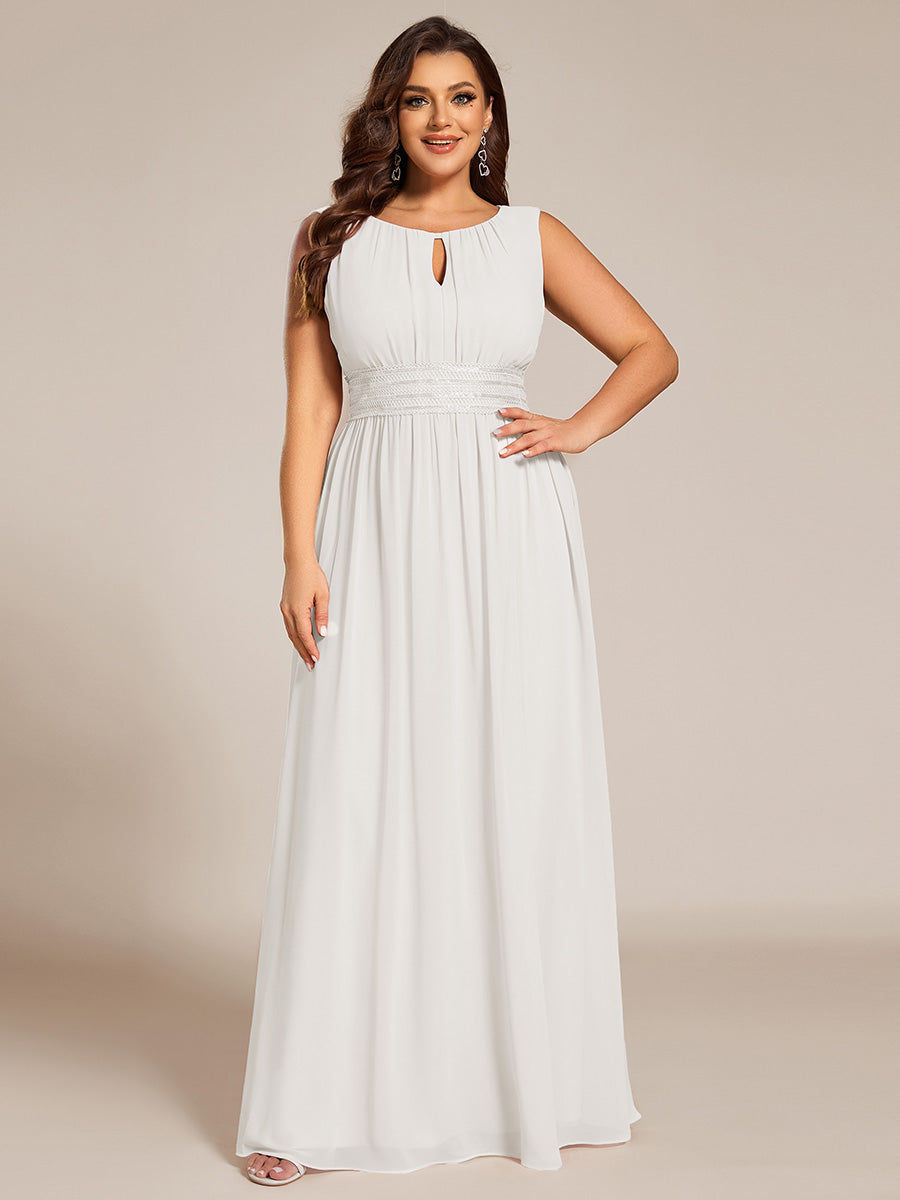 Plus Size Hollow Out Sleeveless Empire Waist Chiffon Bridesmaid Dress