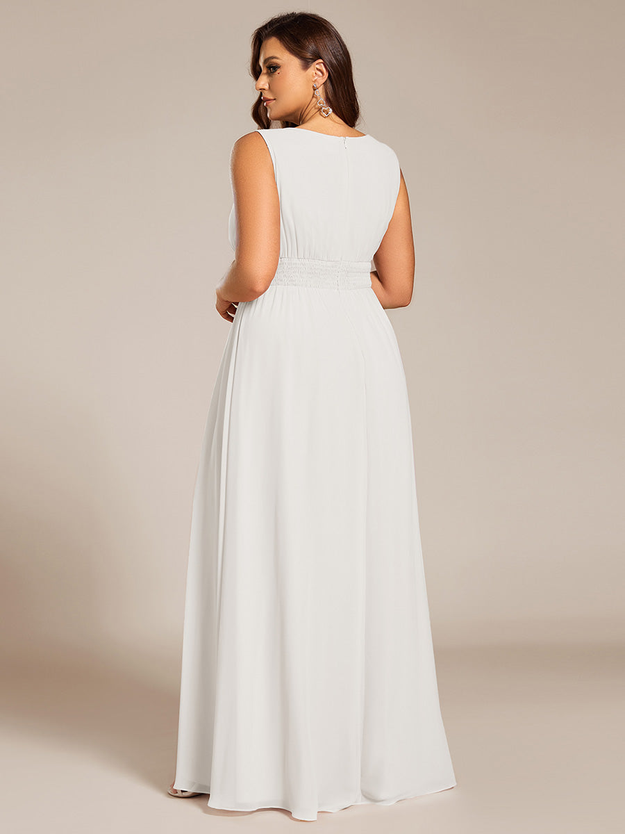 Plus Size Hollow Out Sleeveless Empire Waist Chiffon Bridesmaid Dress