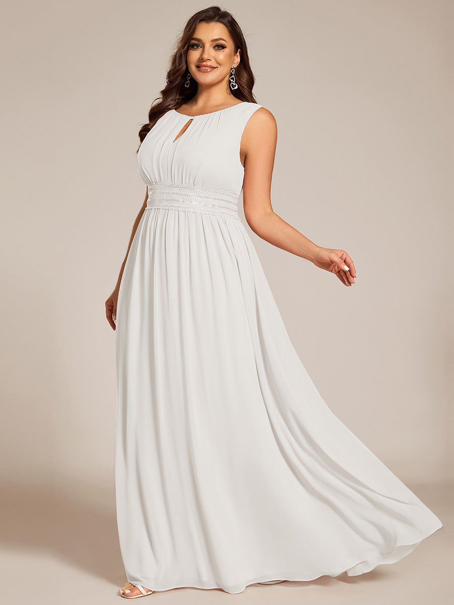 Plus Size Hollow Out Sleeveless Empire Waist Chiffon Bridesmaid Dress