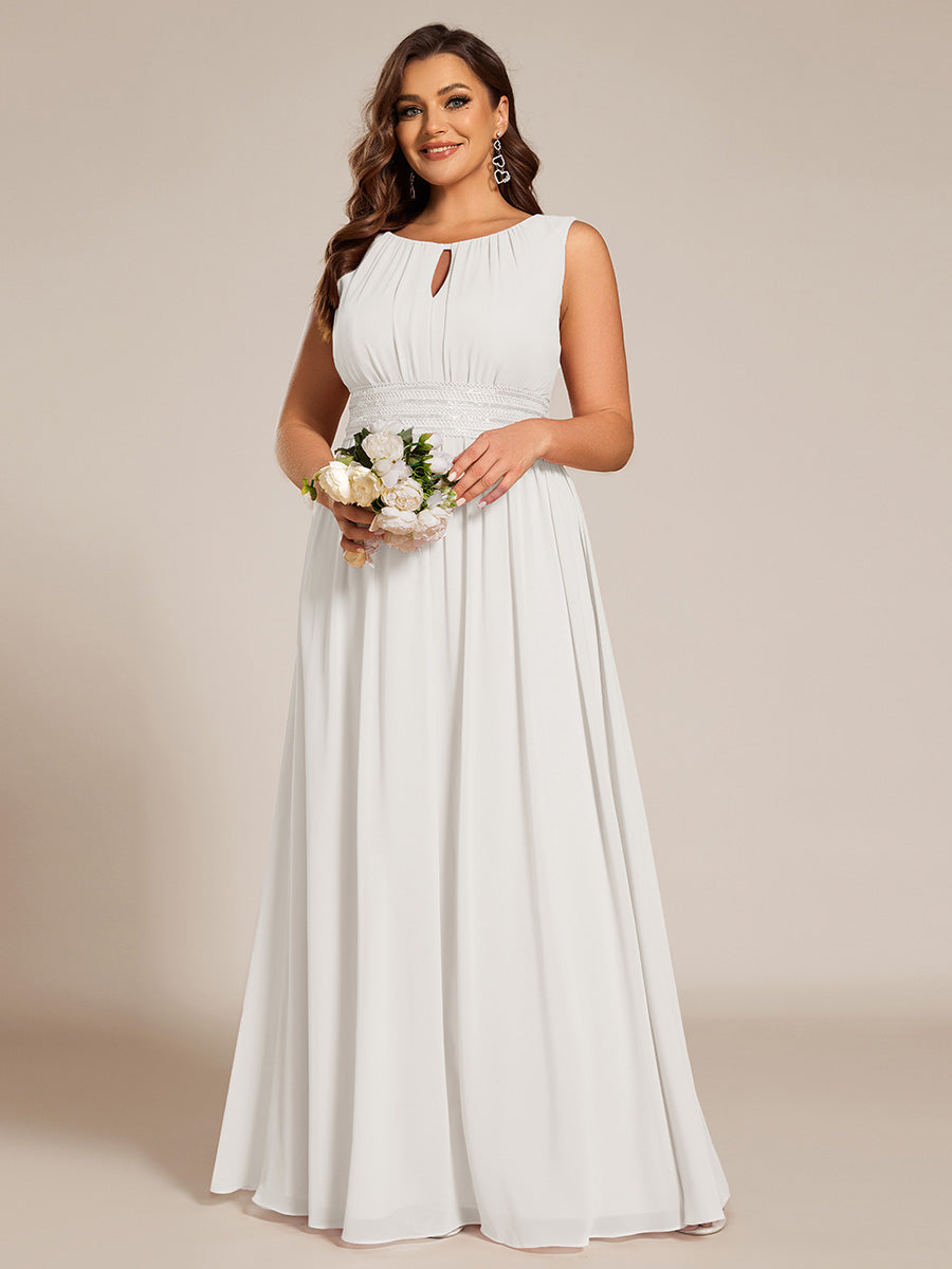 Plus Size Hollow Out Sleeveless Empire Waist Chiffon Bridesmaid Dress