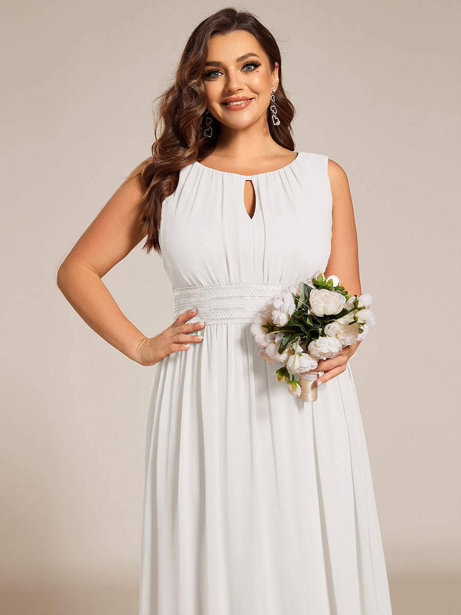 Plus Size Hollow Out Sleeveless Empire Waist Chiffon Bridesmaid Dress