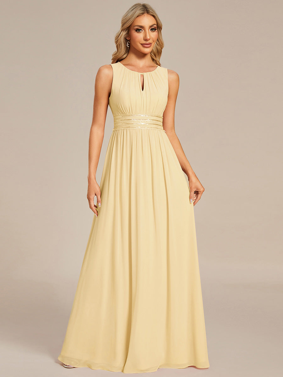 Plus Size Hollow Out Sleeveless Empire Waist Chiffon Bridesmaid Dress