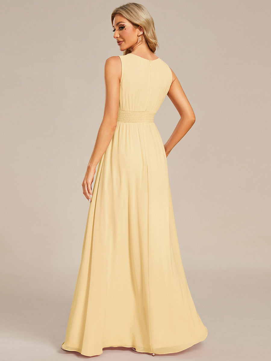 Plus Size Hollow Out Sleeveless Empire Waist Chiffon Bridesmaid Dress