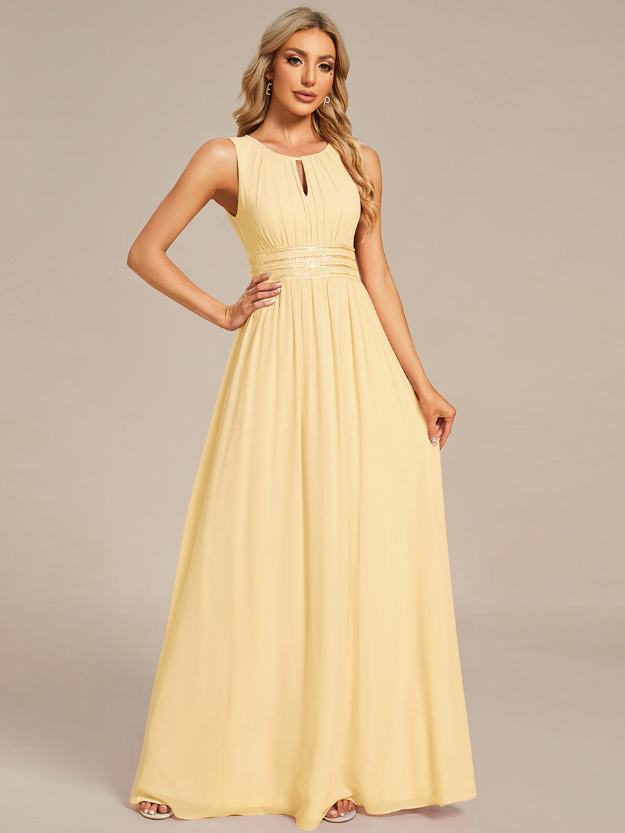 Plus Size Hollow Out Sleeveless Empire Waist Chiffon Bridesmaid Dress