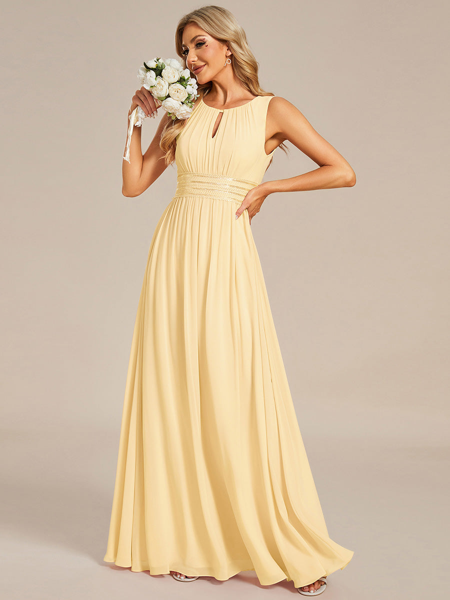Plus Size Hollow Out Sleeveless Empire Waist Chiffon Bridesmaid Dress