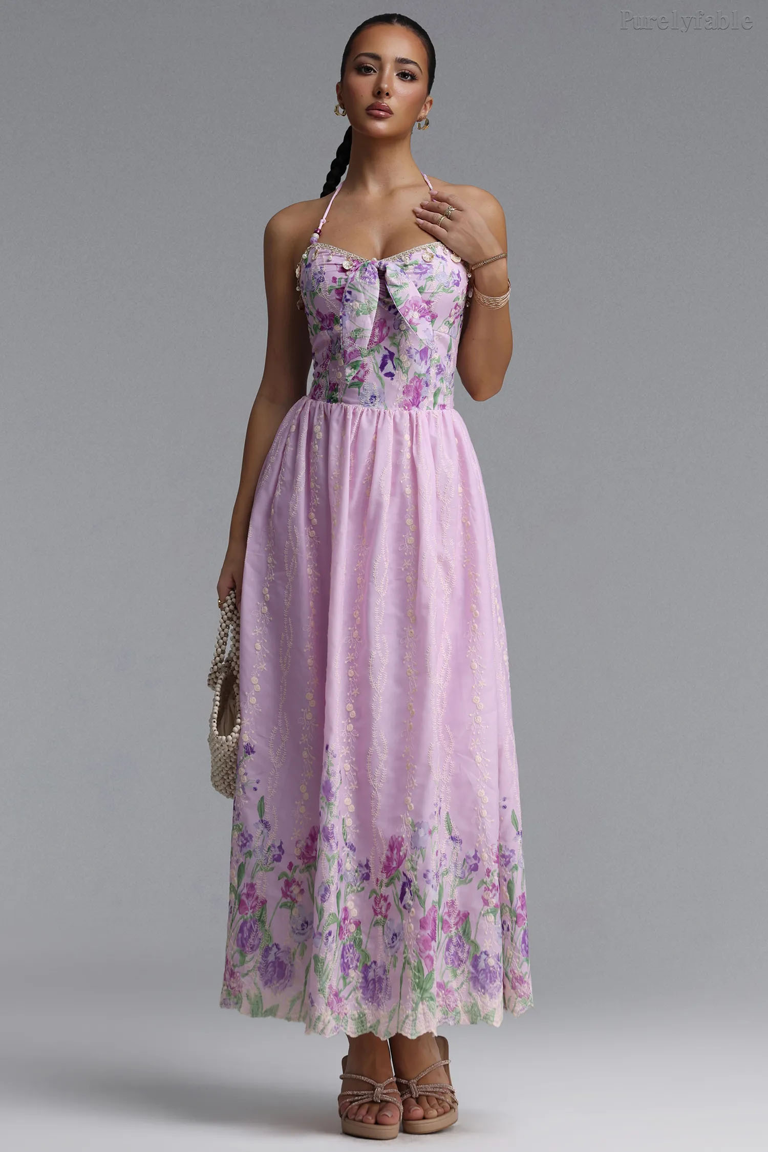Audrey Light Purple Halter Top Dress