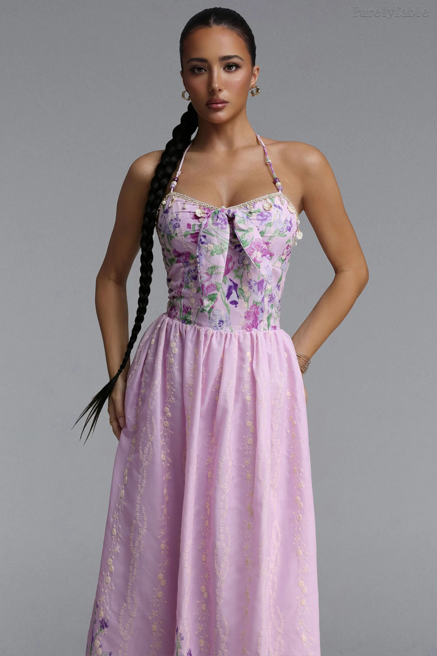 Audrey Light Purple Halter Top Dress
