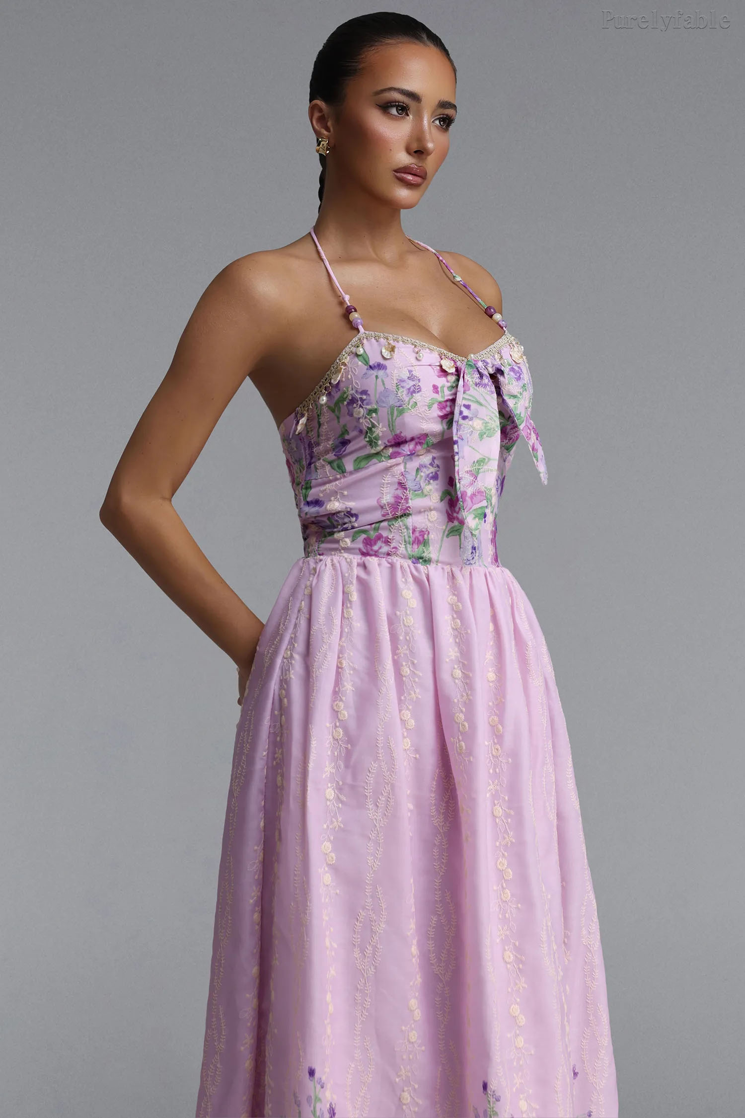 Audrey Light Purple Halter Top Dress