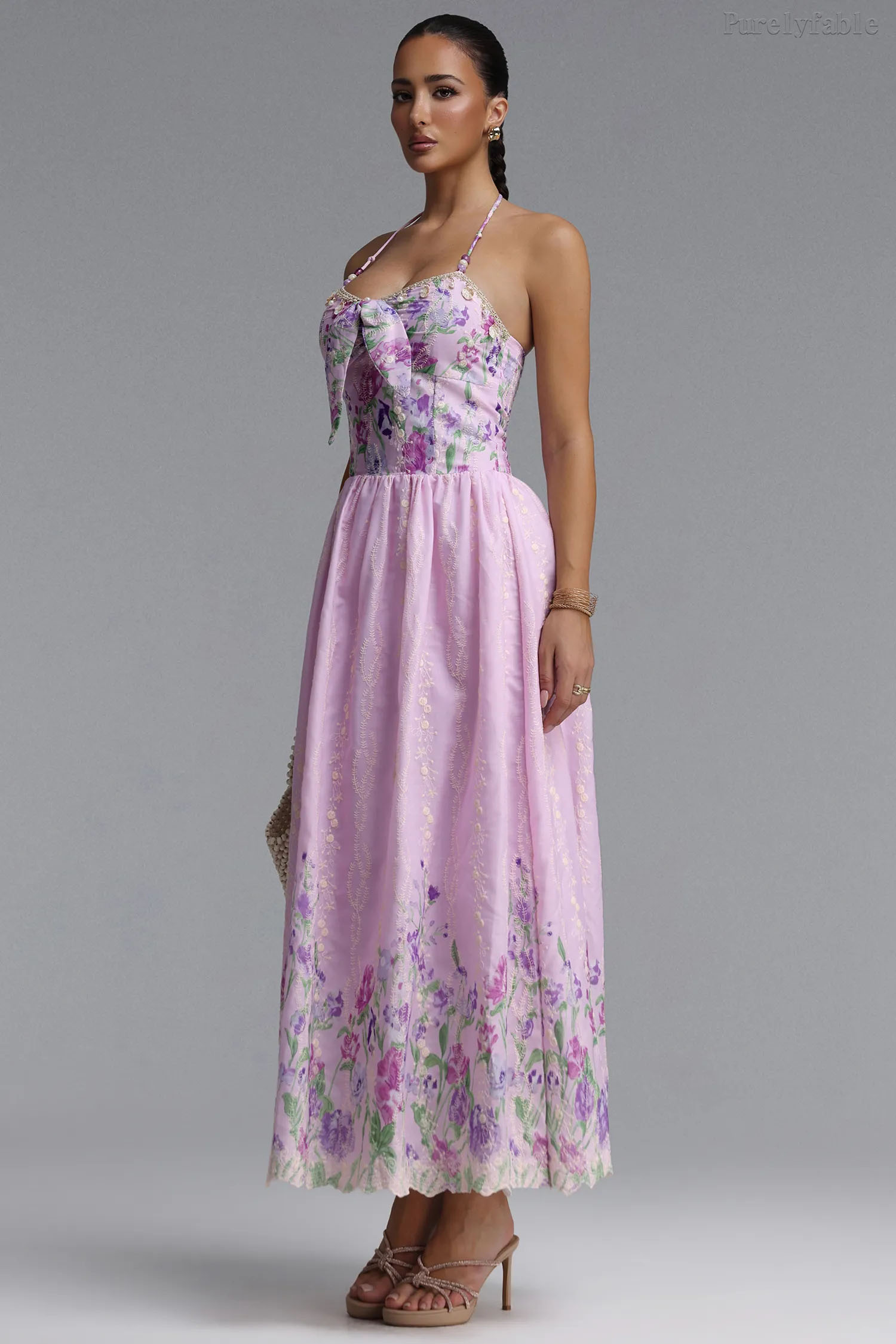 Audrey Light Purple Halter Top Dress