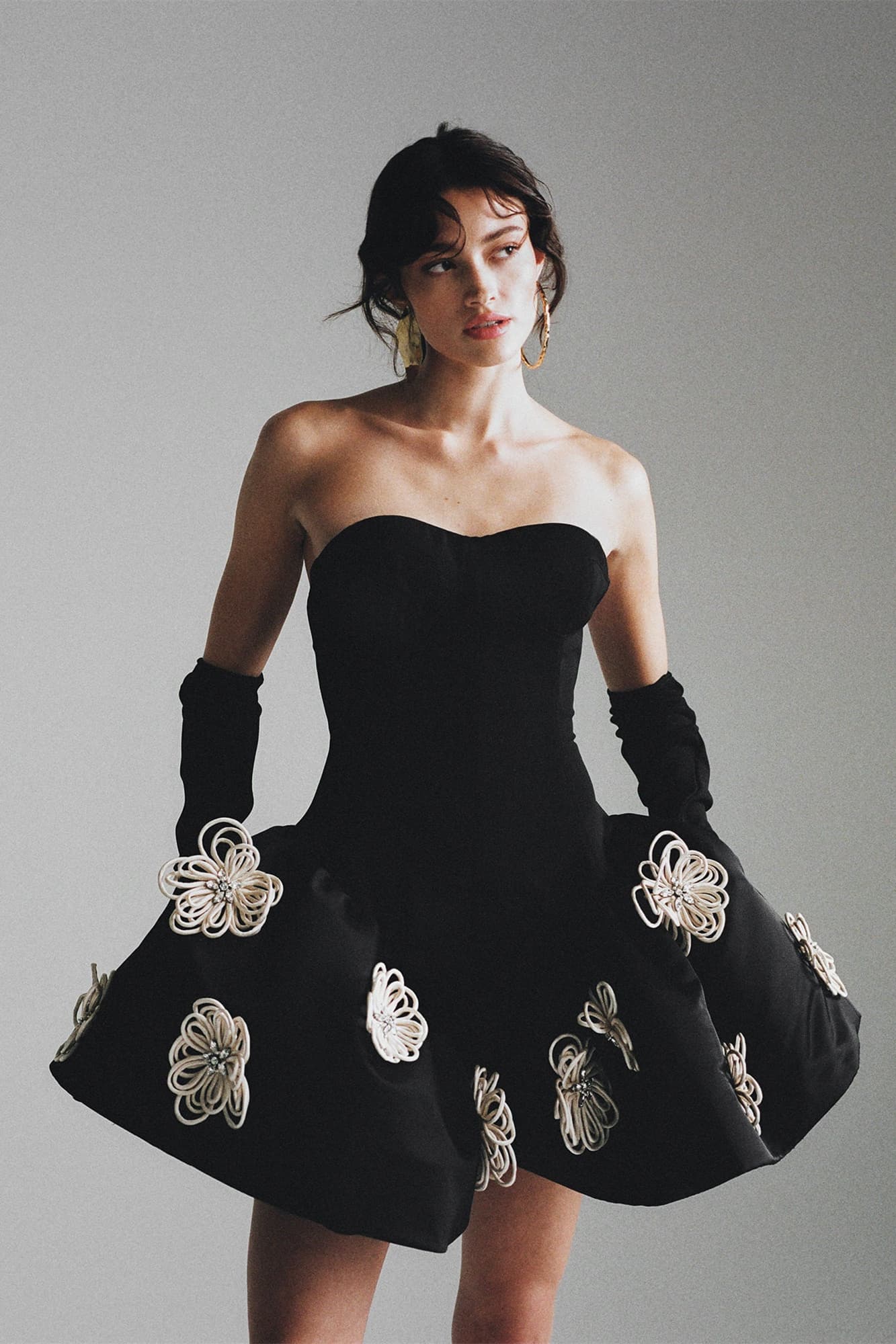 Leona Floral Applique Bandage Mini Dress-purelyfable