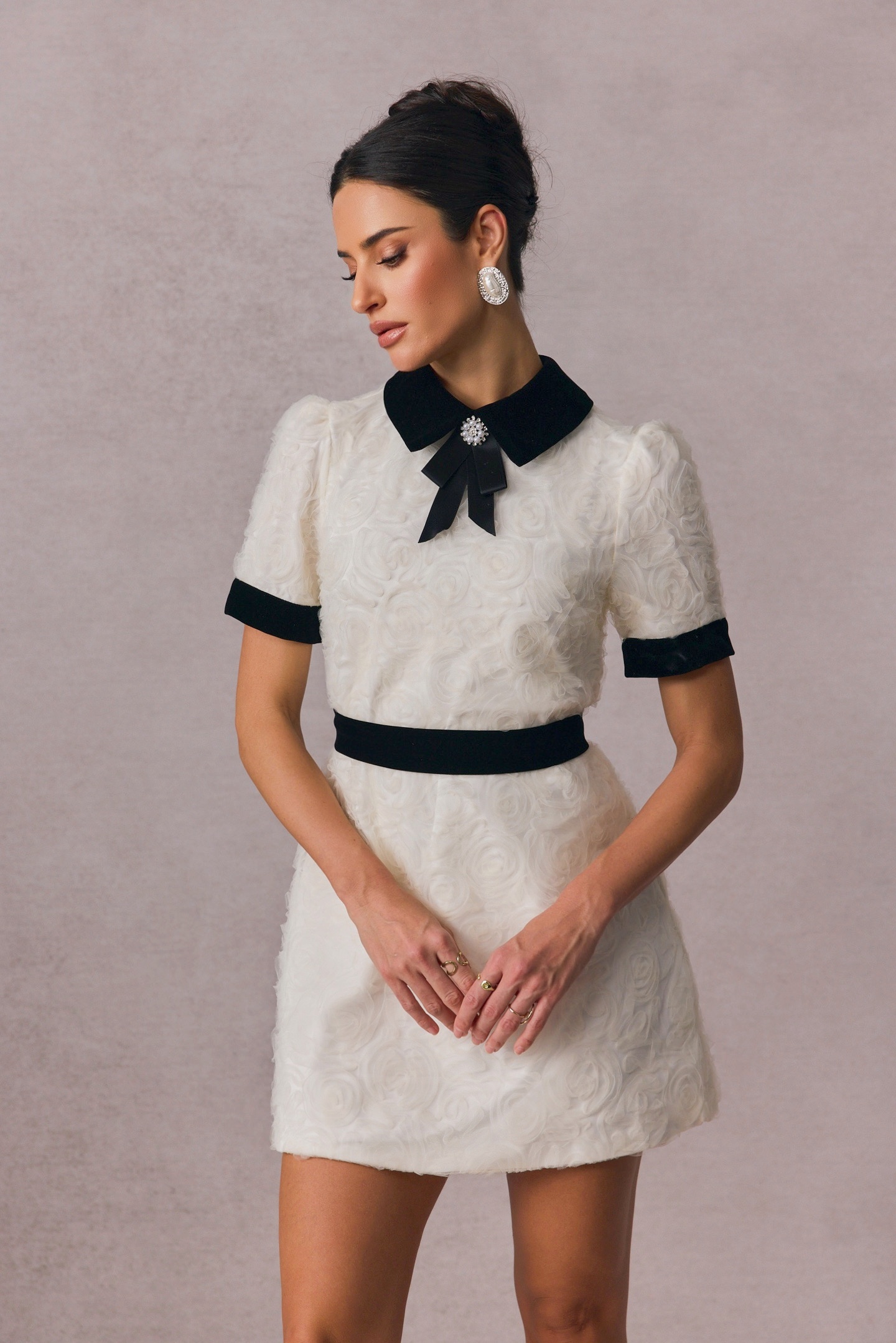 Belinda Rose Embellished Short Sleeve Mini Dress-purelyfable
