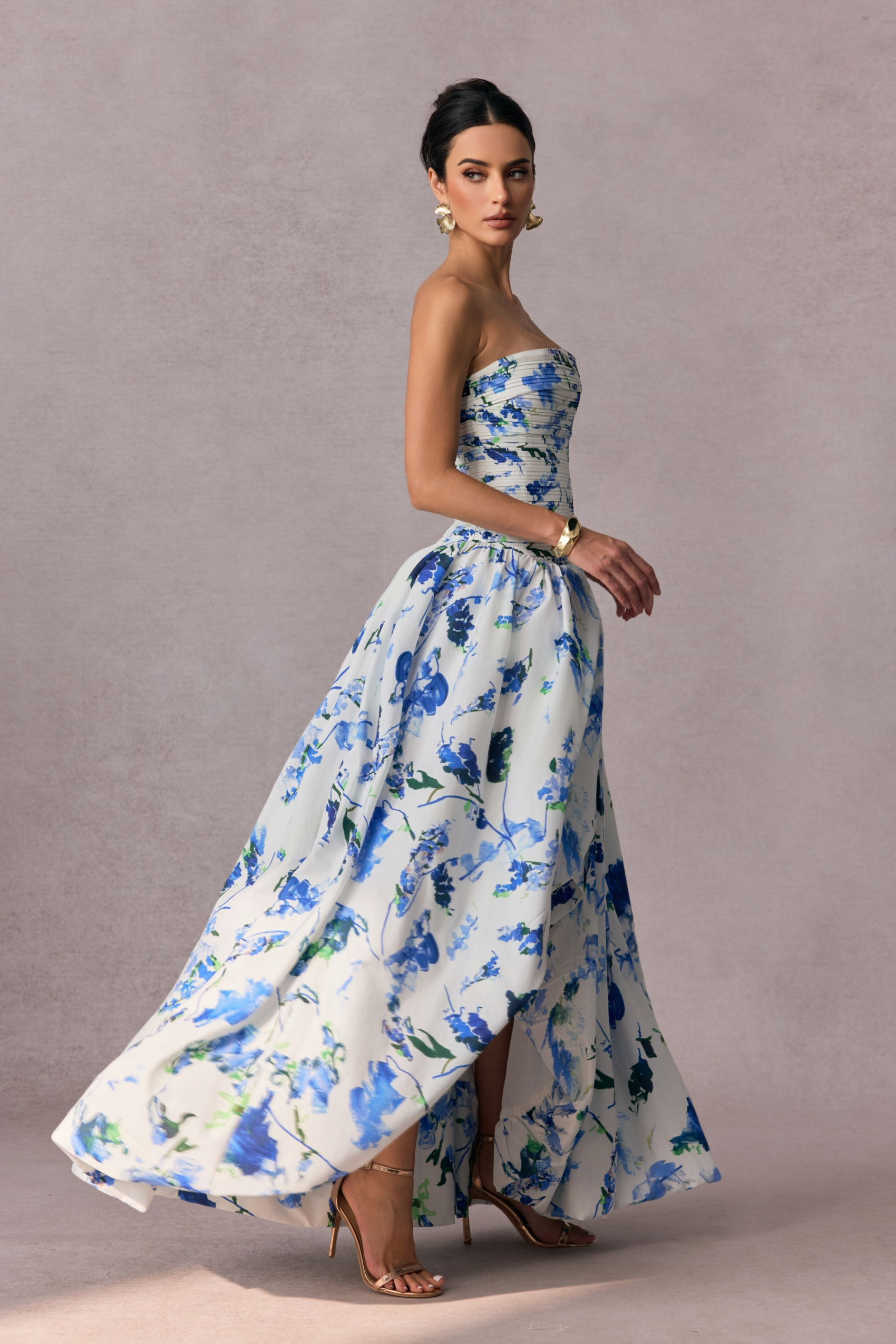 Juliana Floral Print Bubble Hem Maxi Dress-purelyfable