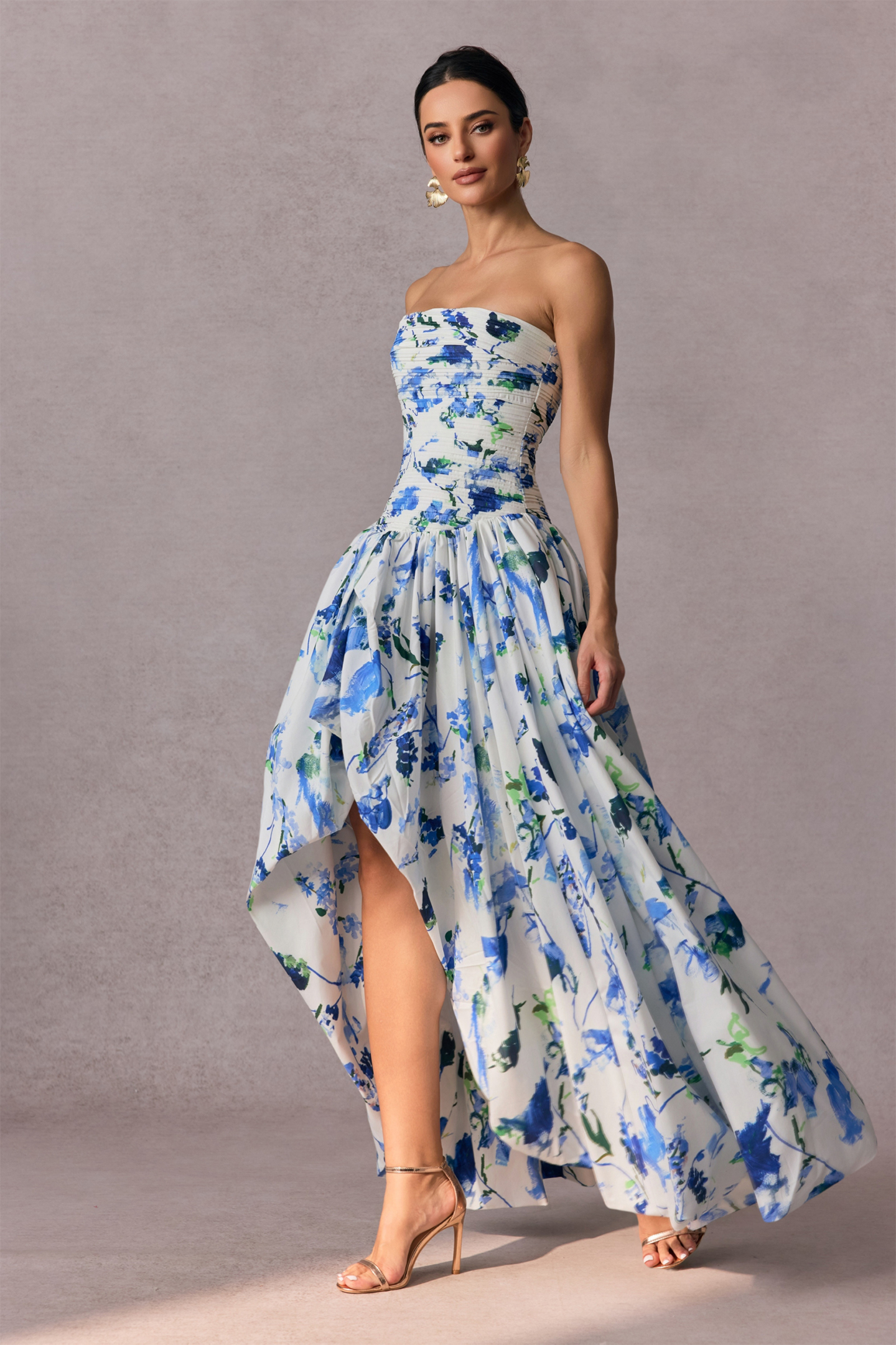 Juliana Floral Print Bubble Hem Maxi Dress-purelyfable