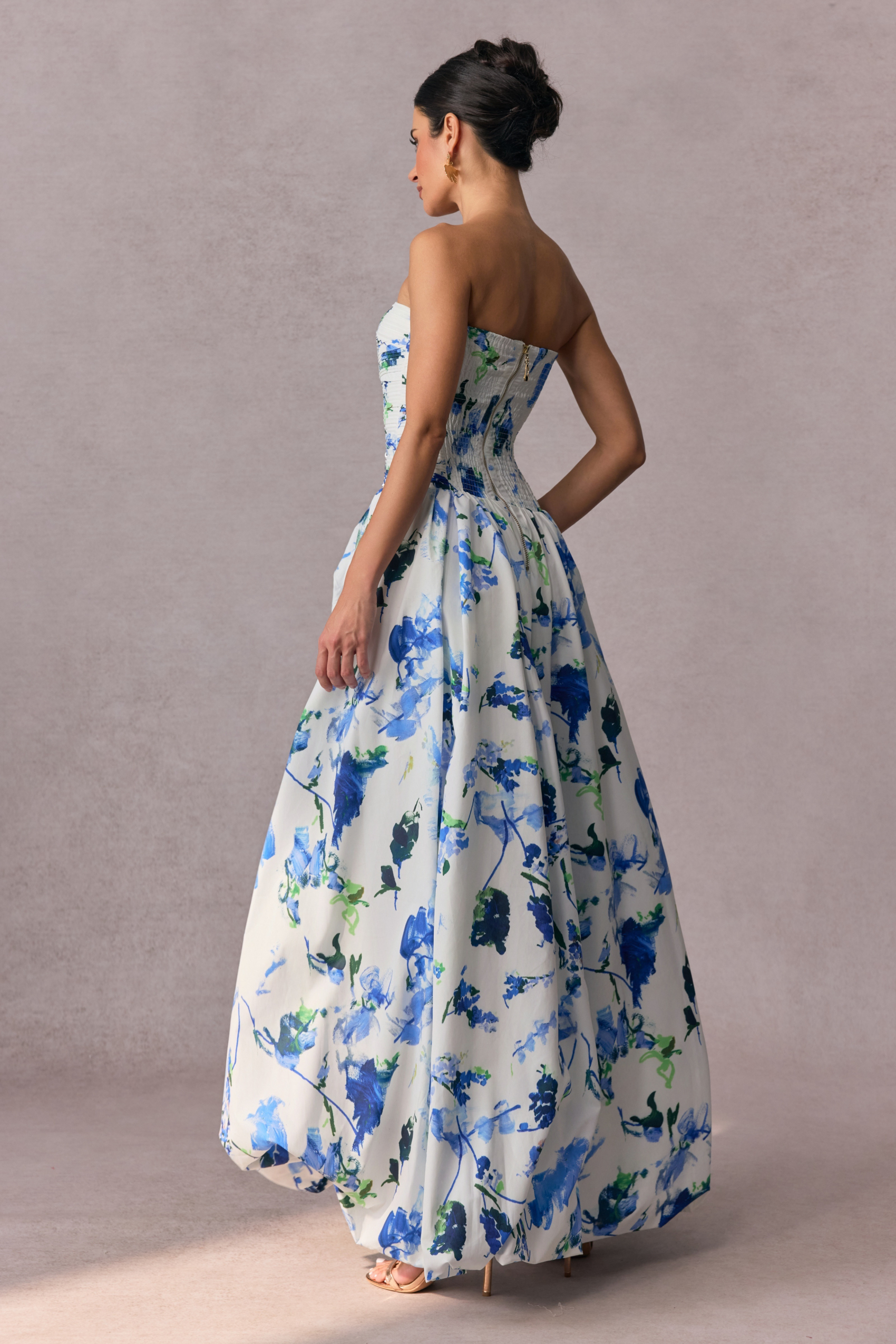 Juliana Floral Print Bubble Hem Maxi Dress-purelyfable