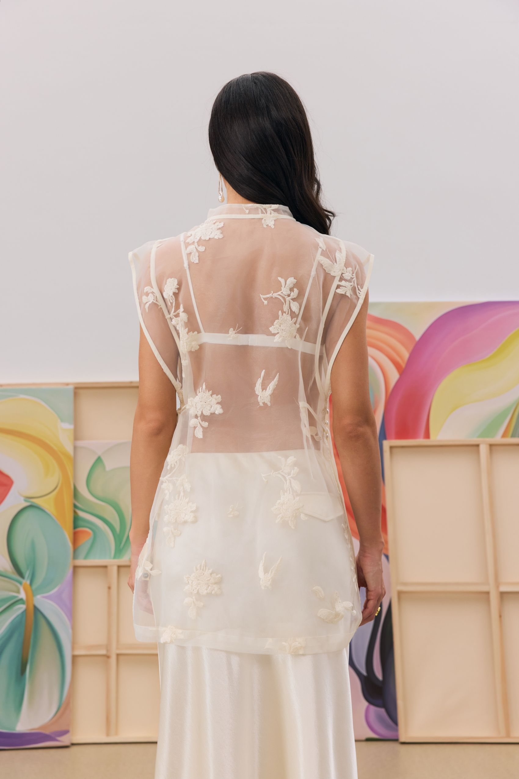 Kyla Floral Embroidery Sheer Overlay Top-purelyfable
