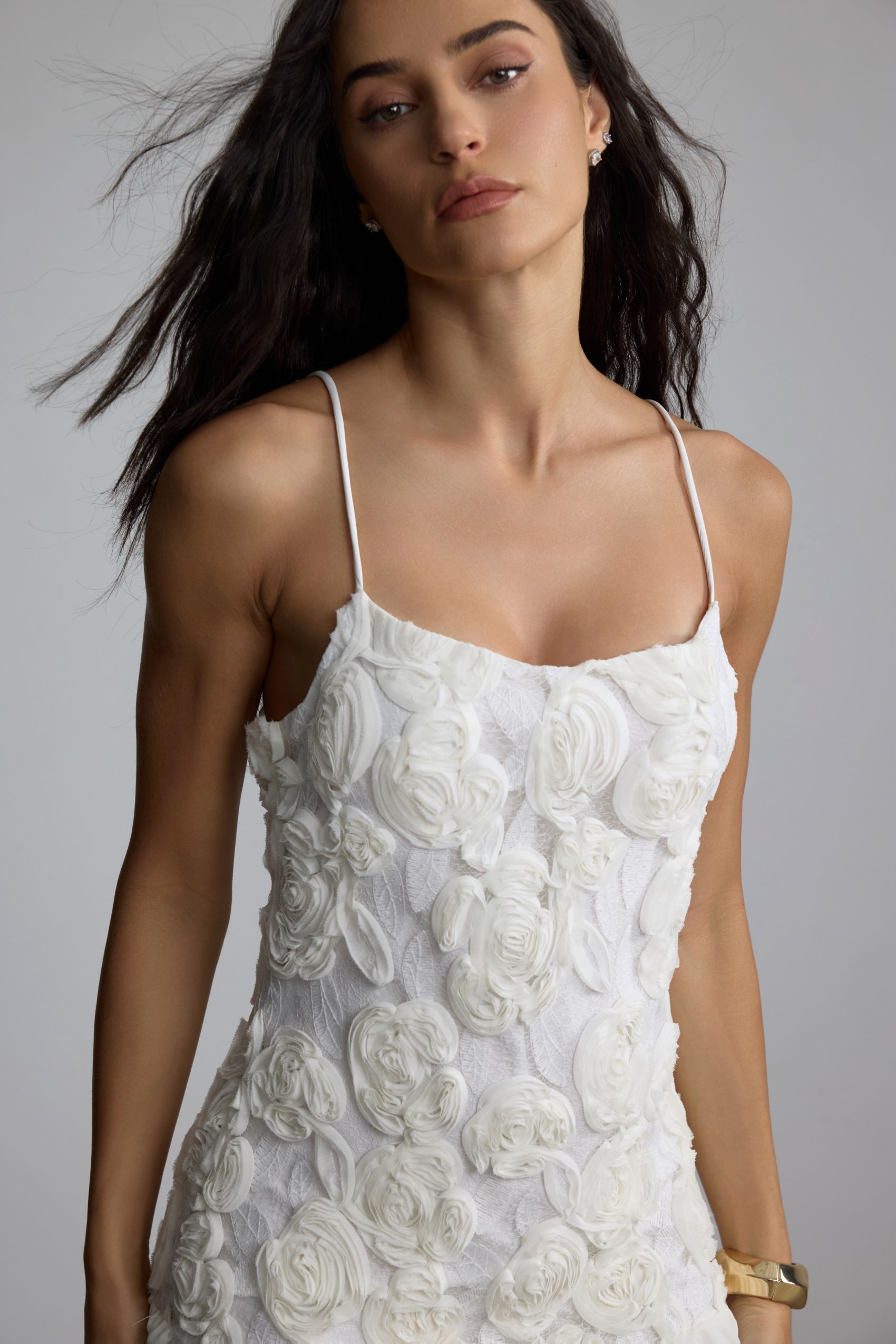 Beverly Floral Applique Pleated Chiffon Mini Dress-purelyfable