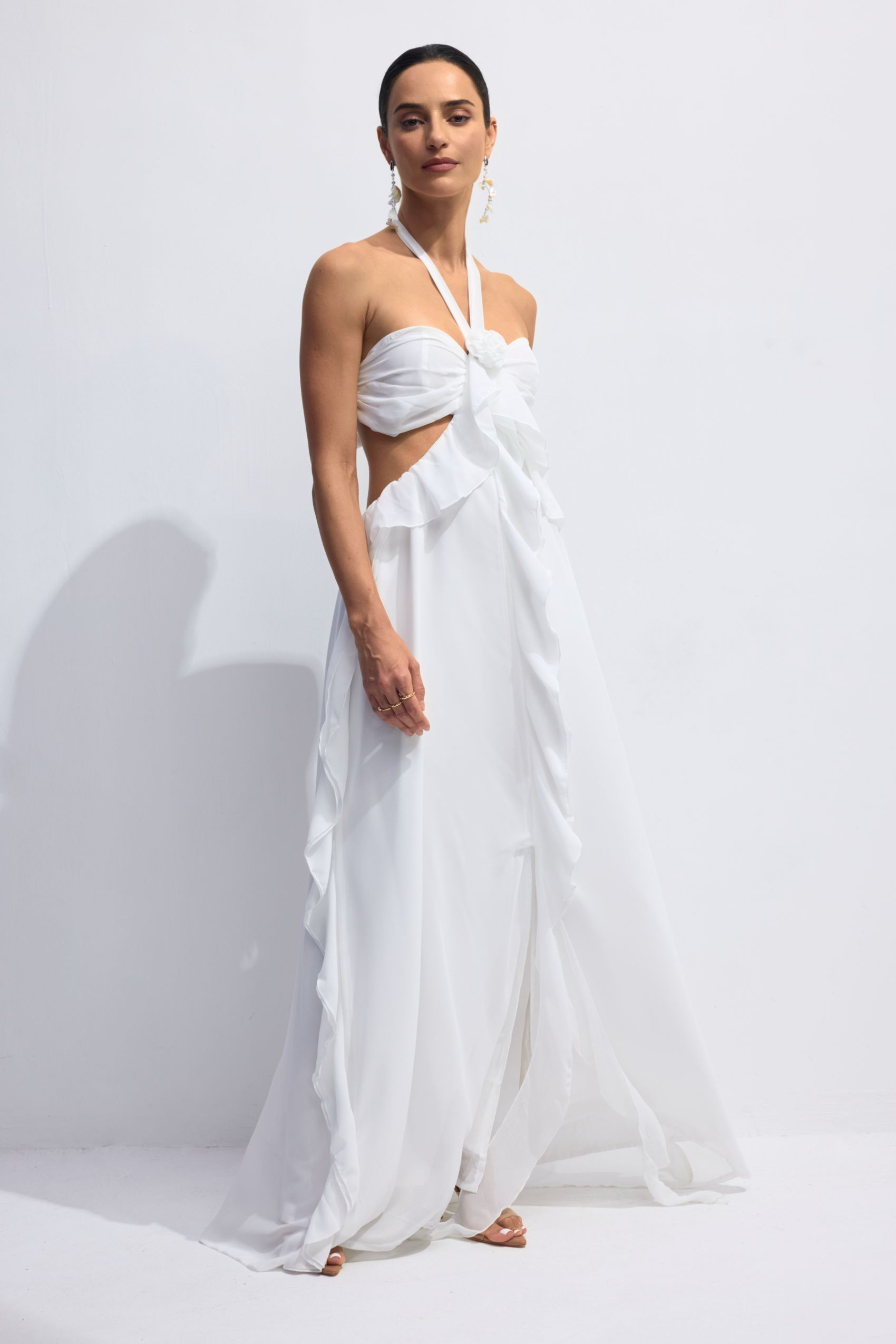 Maggie Halter Cut-Out Ruffle Maxi Dress-purelyfable