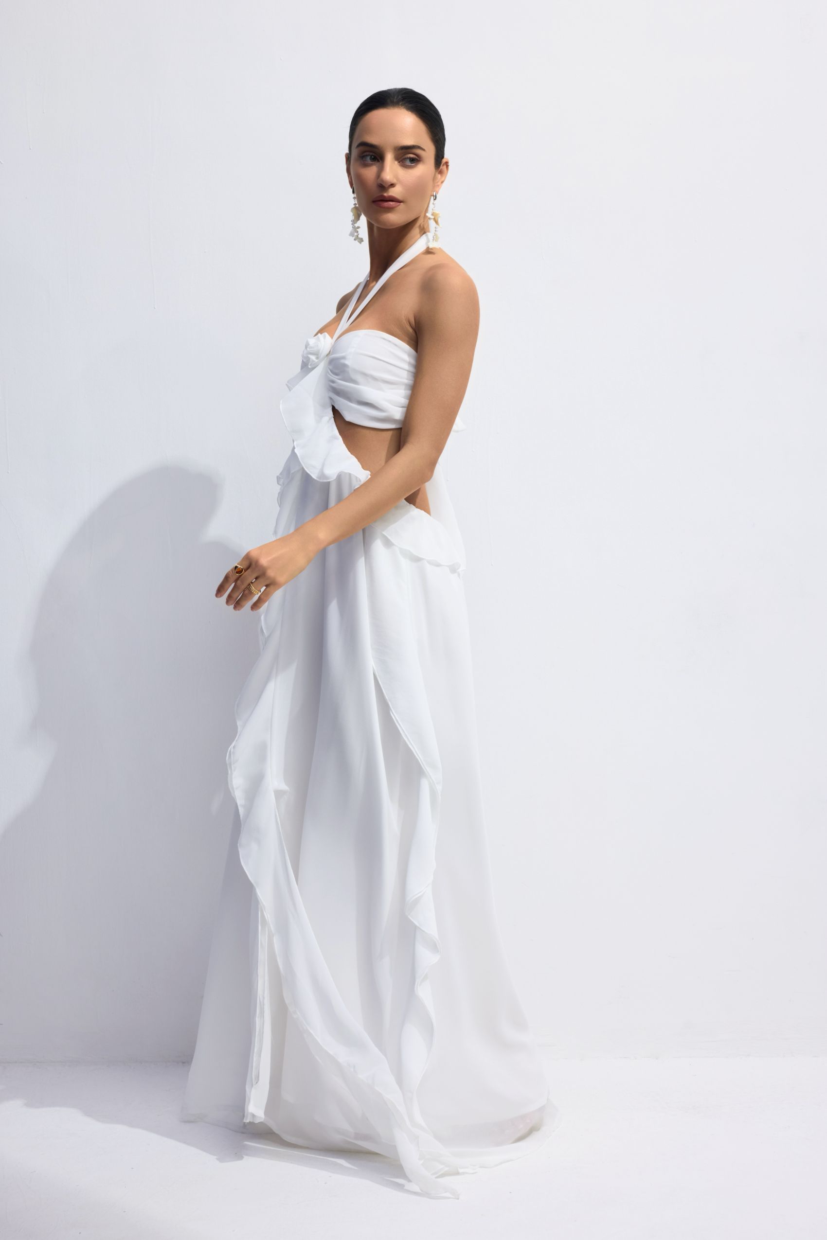 Maggie Halter Cut-Out Ruffle Maxi Dress-purelyfable