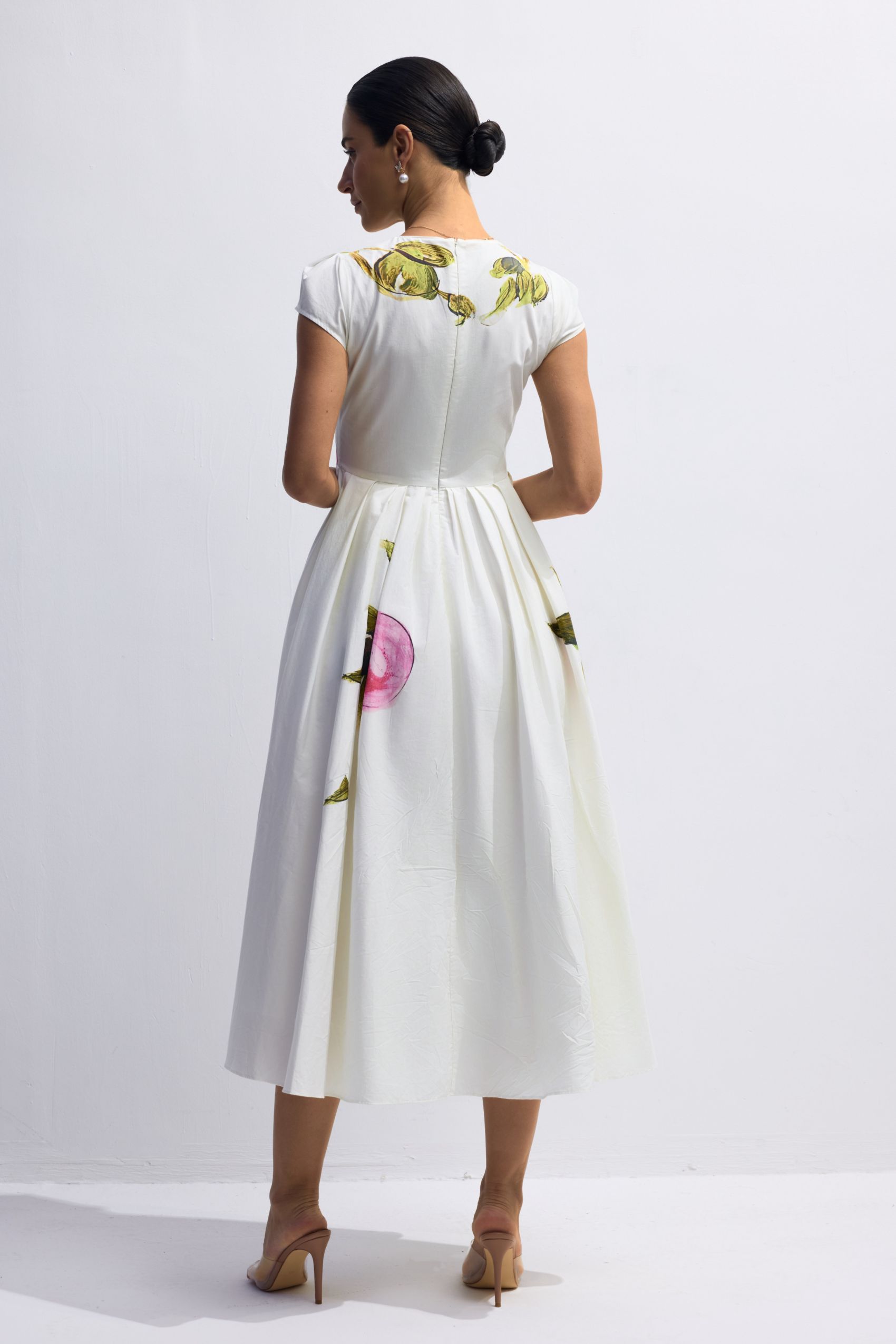 Lindsay Rose Printed Cap Sleeve Midi Dress-purelyfable