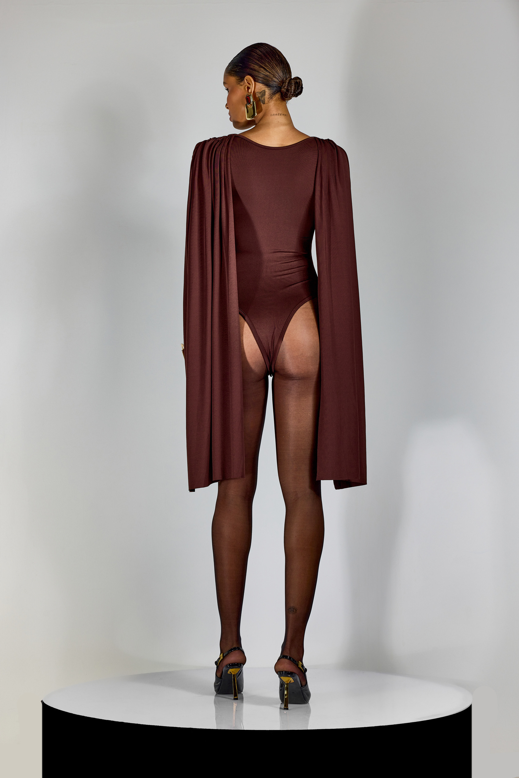 Agatha Cap Sleeve Drape Bodysuit-purelyfable