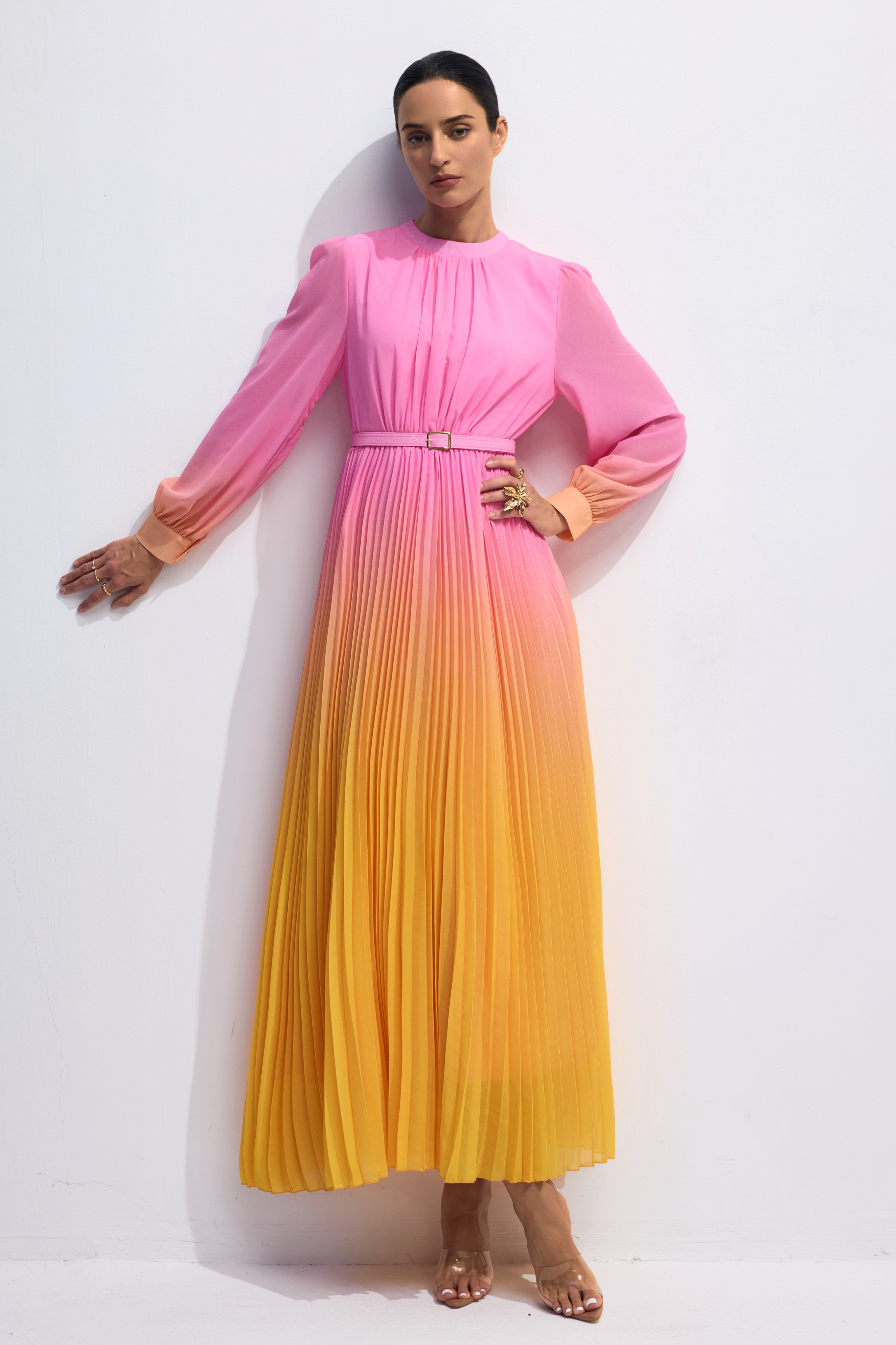 Sandra Long Sleeve Gradient Maxi Dress-purelyfable
