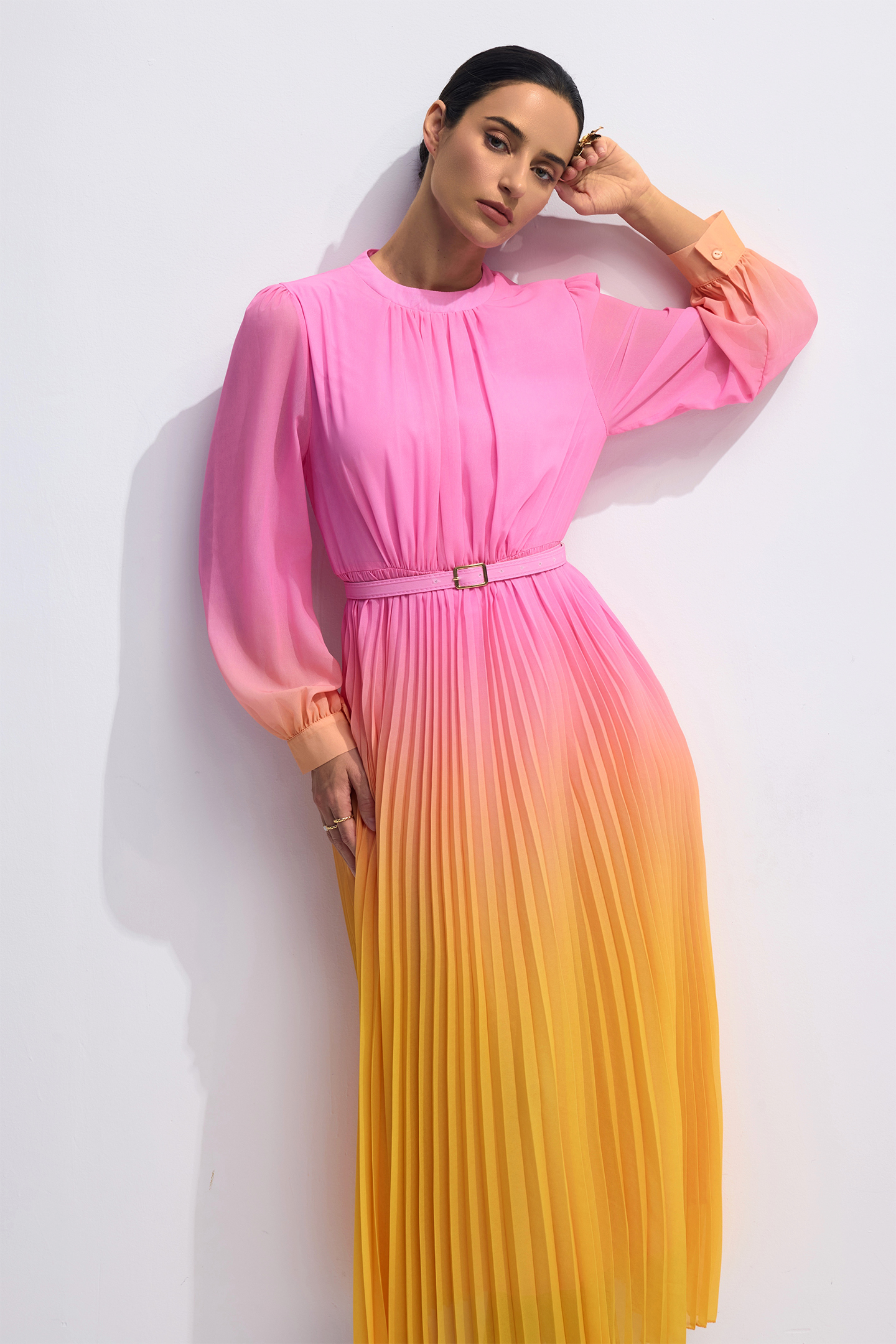 Sandra Long Sleeve Gradient Maxi Dress-purelyfable