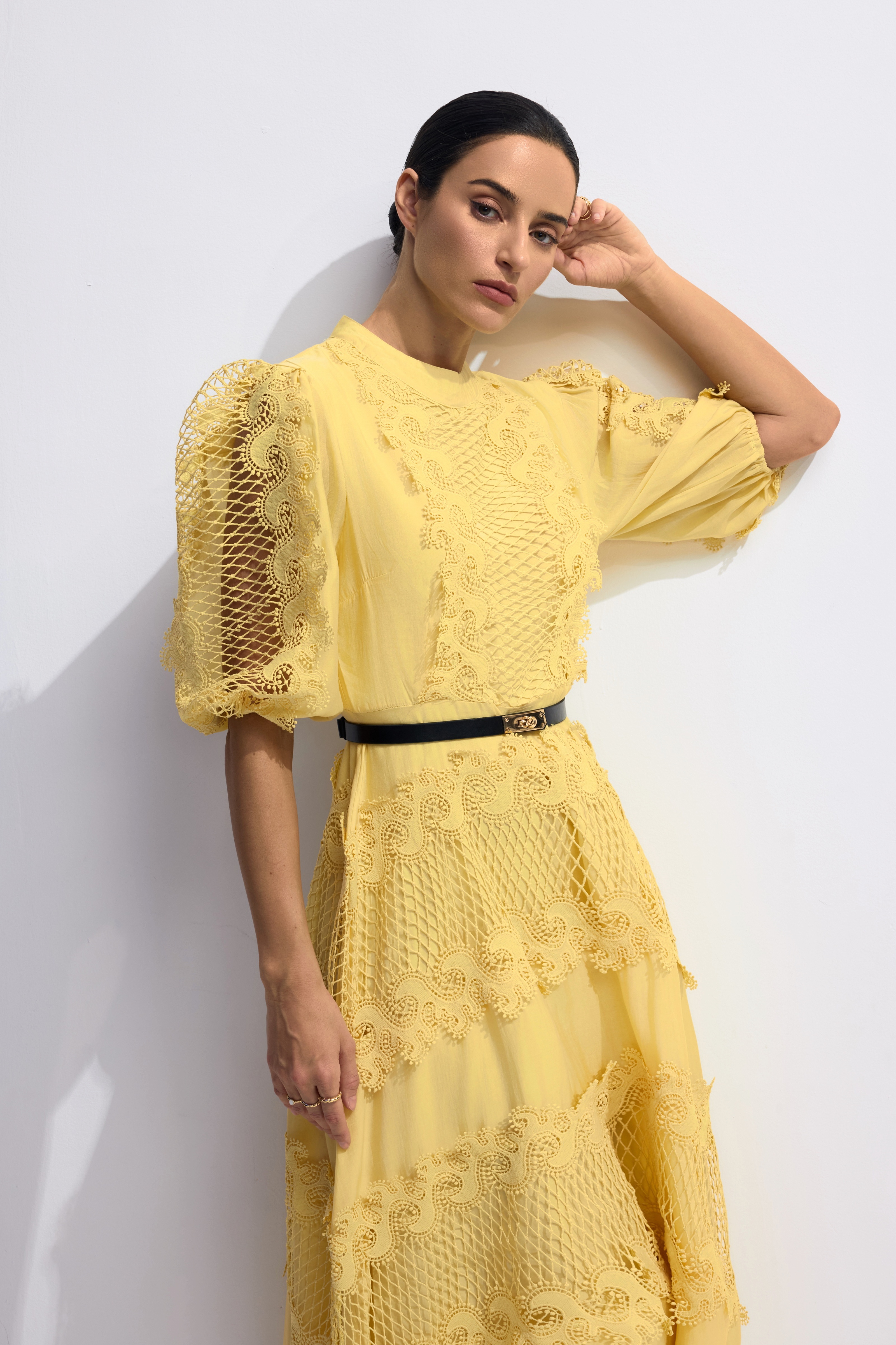 Alanna Embroidered Lace Puff Sleeve Maxi Dress-purelyfable