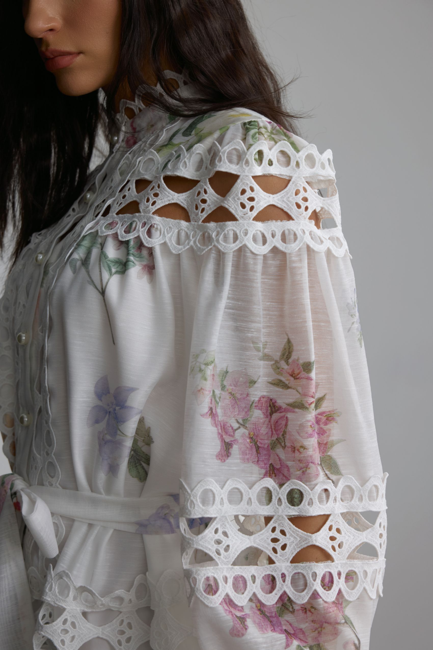 Alice Floral Print Lace Panelled Mini Dress-purelyfable