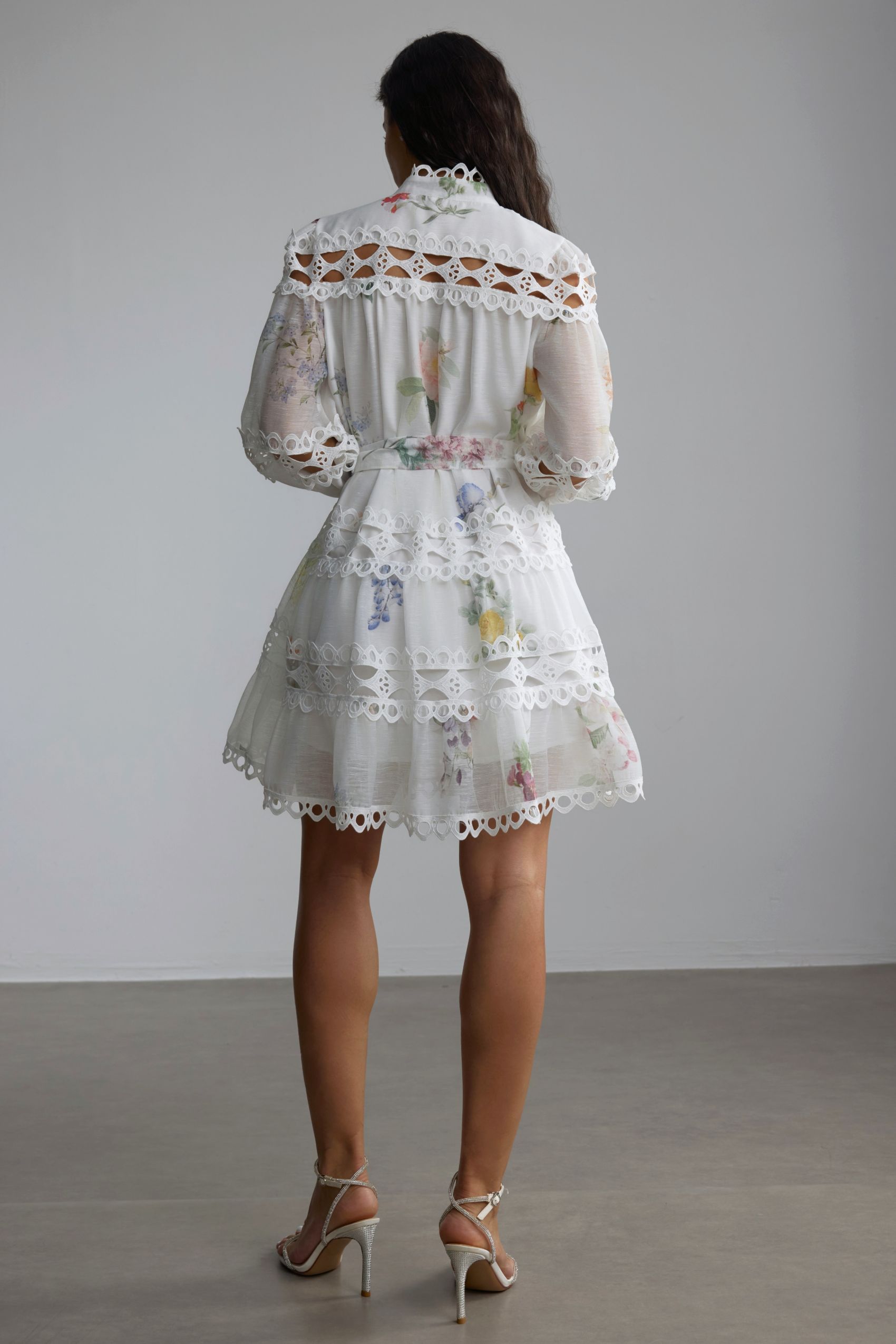 Alice Floral Print Lace Panelled Mini Dress-purelyfable
