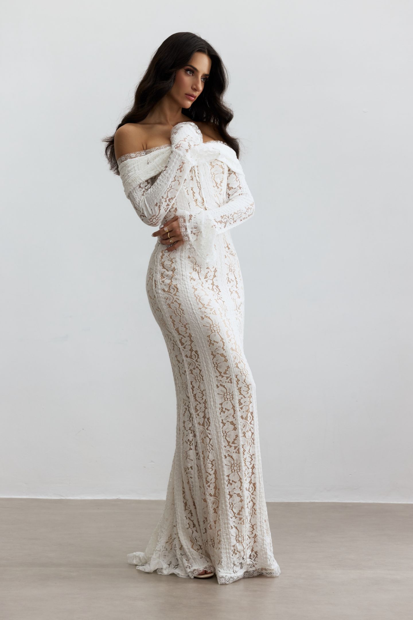 Emily Off Shoulder Lace Maxi Dress-purelyfable