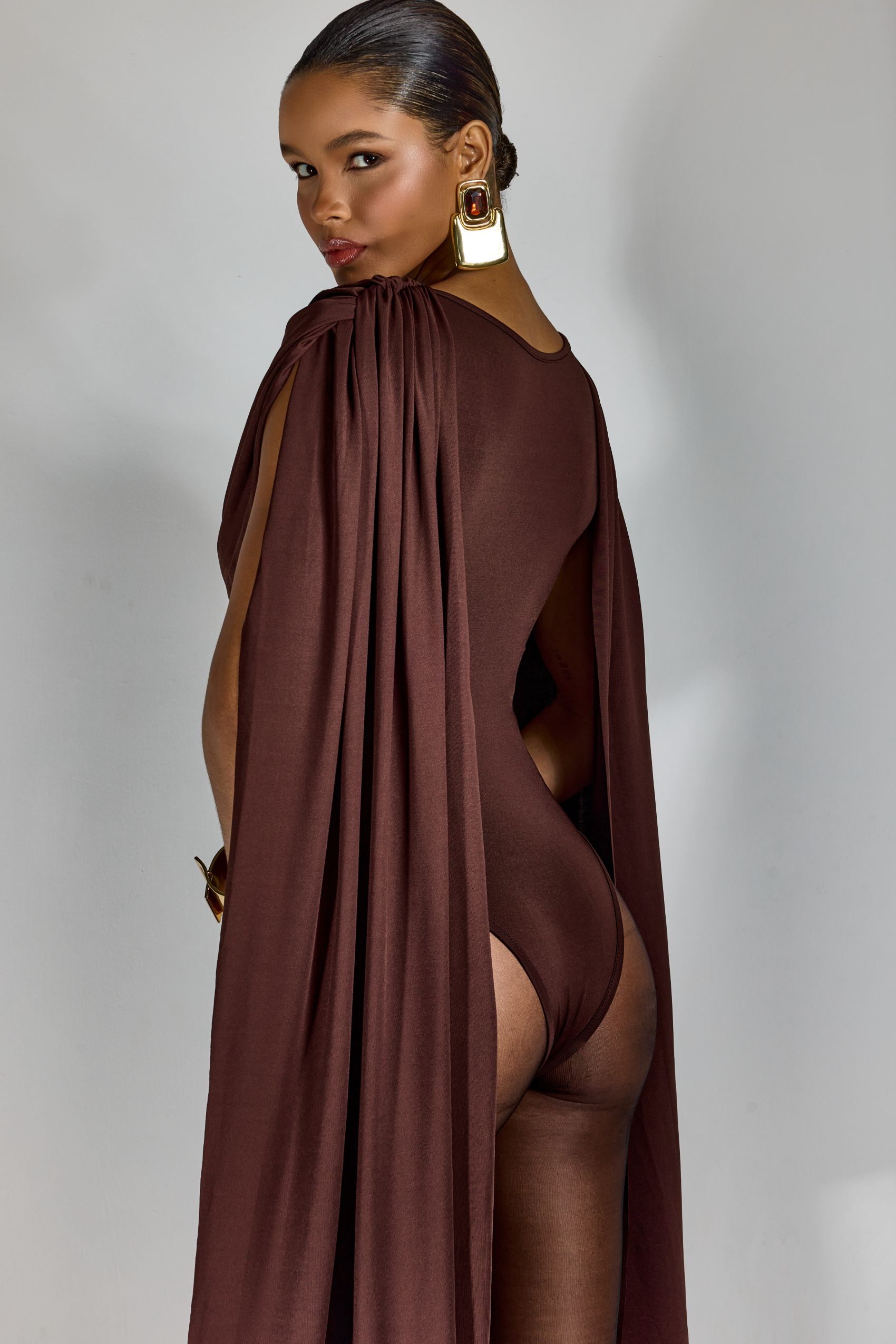 Agatha Cap Sleeve Drape Bodysuit-purelyfable